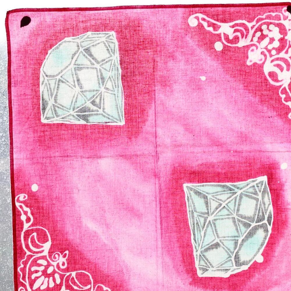 Handmade Batik Handkerchief Diamond Lace Design Art Pink Gift Brand New NWT